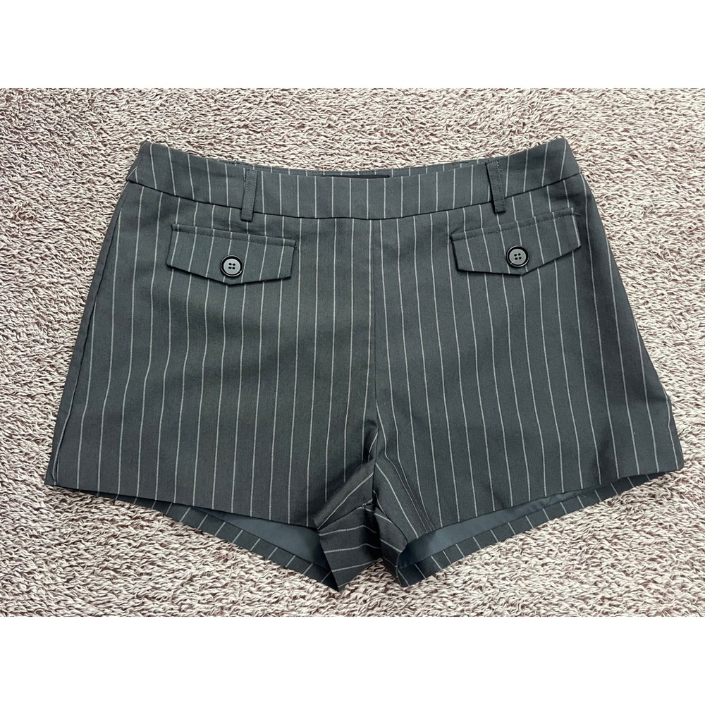 Fashion Nova Angie Pinstripe Micro Trouser Hot Shorts Charcoal Grey Medium NEW